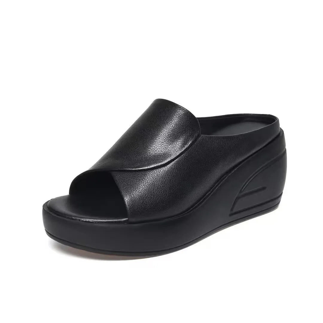 Nieuwe dames sandalen – zwarte sleehak met open teen